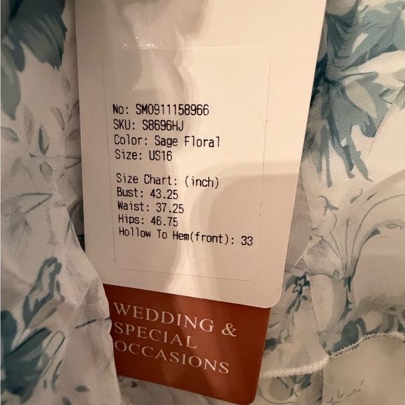 NWT Stacees Sage Floral Strapless Corset Ruffle Mini Dress 💚 NWT US16 - Picture 13 of 14